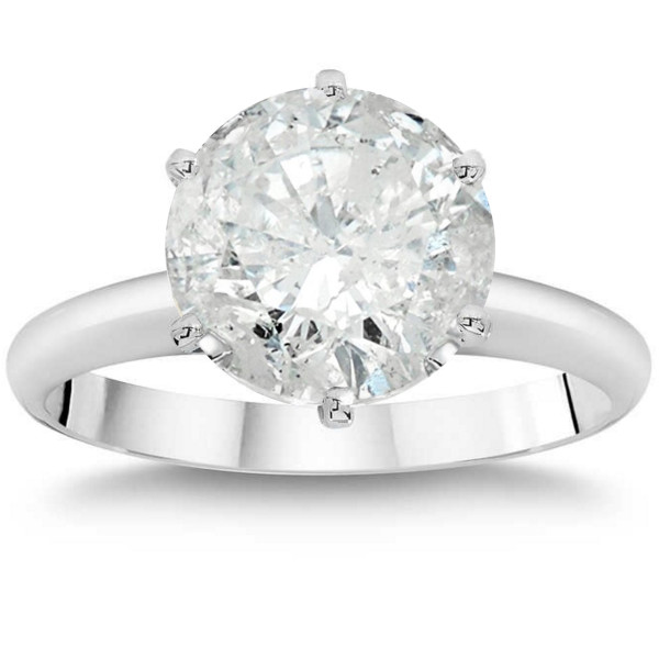 Yaffie ™ Custom Made White Gold Round Diamond Solitaire Engagement Ring with 3ct TDW and Clarity Enhancement