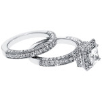 Dazzling Yaffie Bridal Ring Set with 3 Carats of Halo Diamonds in White Gold