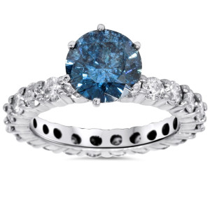 White Gold Eternity Ring with 4ct Blue and White Diamonds from Yaffie