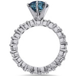 White Gold Eternity Ring with 4ct Blue and White Diamonds from Yaffie