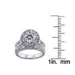 Yaffie White Gold Diamond Halo Bridal Set with 5.33ct TDW and Clarity Enhancement.