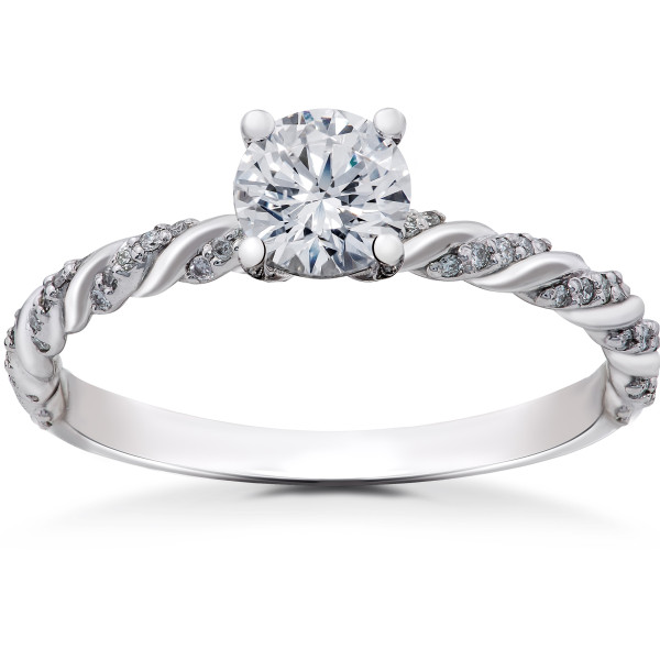 Eco-Friendly Yaffie 14K White Gold Engagement Ring with Lab Grown Diamond