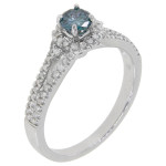 Blue and White Diamond Engagement Ring with 5/8ct TDW in Yaffie White Gold
