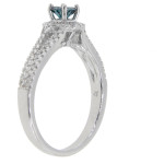 Blue and White Diamond Engagement Ring with 5/8ct TDW in Yaffie White Gold