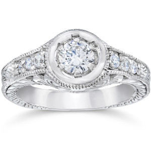 Vintage Yaffie White Gold Diamond Engagement Ring - Sparkling 5/8ct TDW