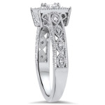 Vintage Princess-Cut Halo Diamond Ring with 5/8ct TDW in Elegant White Gold by Yaffie.
