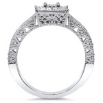 Vintage Princess-cut Diamond Engagement Ring with Halo Setting, 5/8ct TDW in White Gold by Yaffie