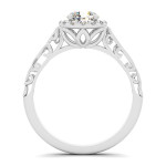 Vintage-inspired Yaffie White Gold Diamond Engagement Ring with 5/8ct Total Diamond Weight and Intricate Filigree Design