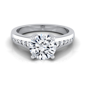 Yaffie Sparkling White Gold Engagement Ring with 5/8ct TDW Channel Diamonds