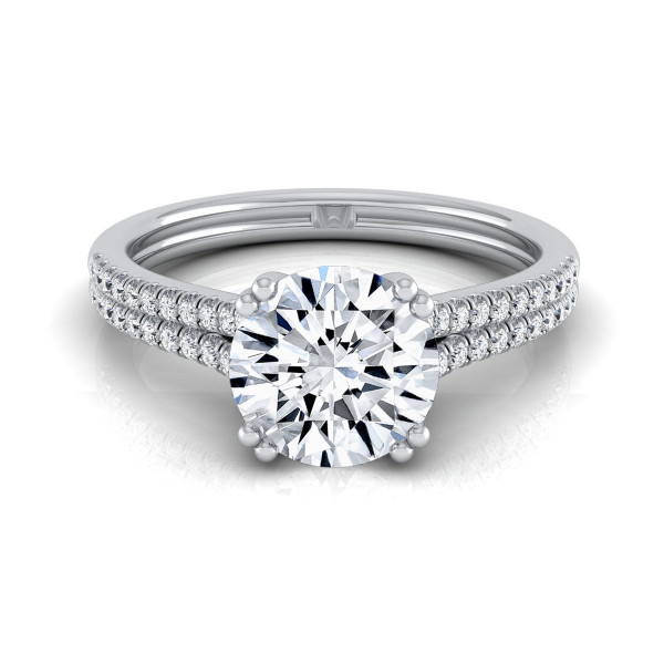 Yaffie Double Pronged Cathedral Engagement Ring with 5/8ctw TDW White Diamonds and 2 Rows of White Gold.