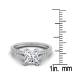 Yaffie Double Pronged Cathedral Engagement Ring with 5/8ctw TDW White Diamonds and 2 Rows of White Gold.