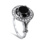 Vintage Diamond Halo Ring - Black and White Diamonds in 7 1/3ct White Gold Customised by Yaffie™