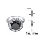Yaffie ™ Vintage Halo Engagement Ring: Black & White Diamonds on White Gold, 7 1/3ct TDW