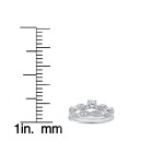 Yaffie Wedding Set: Sparkling Round Diamond Engagement Ring and Matching Band in White Gold, 7/8 ct TDW