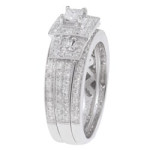 Yaffie White Gold Bridal Ring Set with 7/8ct TDW Diamond Halo