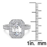 Vintage Halo Emerald Diamond Engagement Ring - Yaffie White Gold