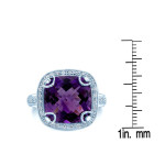 Amethyst Diamond Ring with Yaffie White Gold and 1/6k TDW H-I VS1-VS2