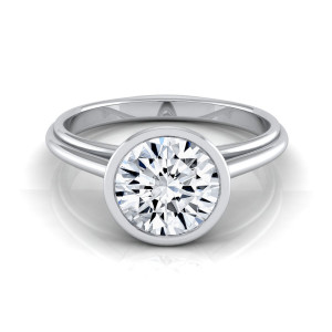 Certified White Gold Engagement Ring with a Dazzling 1ct Diamond Bezel