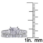 Signature Yaffie White Gold Bridal Ring Set with a Certified 1ct TDW Diamond Sparkle