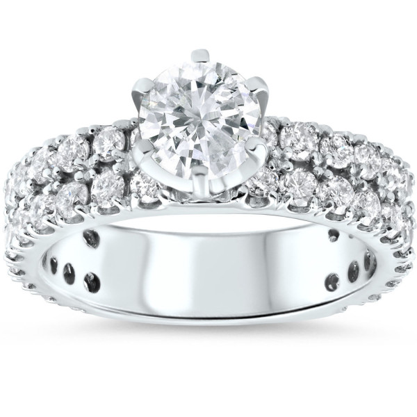 Yaffie 2 3/8ct Diamond Sparkler - White Gold Double Row Pave Engagement Ring with Enhanced Clarity.