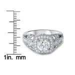 Vintage-inspired White Gold Ring with Halo and 1 1/3ct TDW Diamonds by Yaffie
