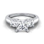 IGI-certified Yaffie 3-Stone Engagement Ring with Princess-Cut Center & 1 1/4ct TDW in White Gold