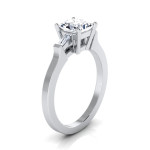 IGI-certified 1 1/4ct TDW Princess-cut Diamond Engagement Ring with Baguette Side Stones, by Yaffie in White Gold.