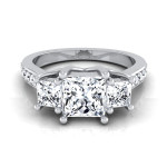 IGI-certified 1 3/4ct TDW Yaffie Engagement Ring with Princess-cut 3-stones in White Gold