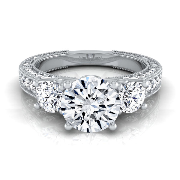 IGI-Certified Yaffie 3-Stone Engagement Ring with White Gold and 1.875ct Total Diamond Weight