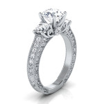 IGI-Certified Yaffie 3-Stone Engagement Ring with White Gold and 1.875ct Total Diamond Weight