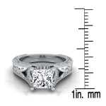 Antique-Inspired Engraved White Gold Diamond Ring: IGI-Certified 1ct TDW Princess-Cut by Yaffie