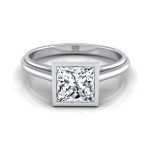 Certified 1ct Princess-Cut Diamond Engagement Ring with White Gold Bezel by Yaffie