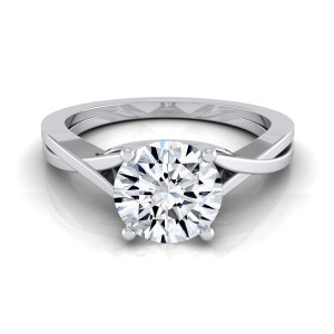 IGI-certified White Gold 1ct TDW Round Diamond Solitaire Engagement Ring by Yaffie, with a Stunning Cathedral Setting.