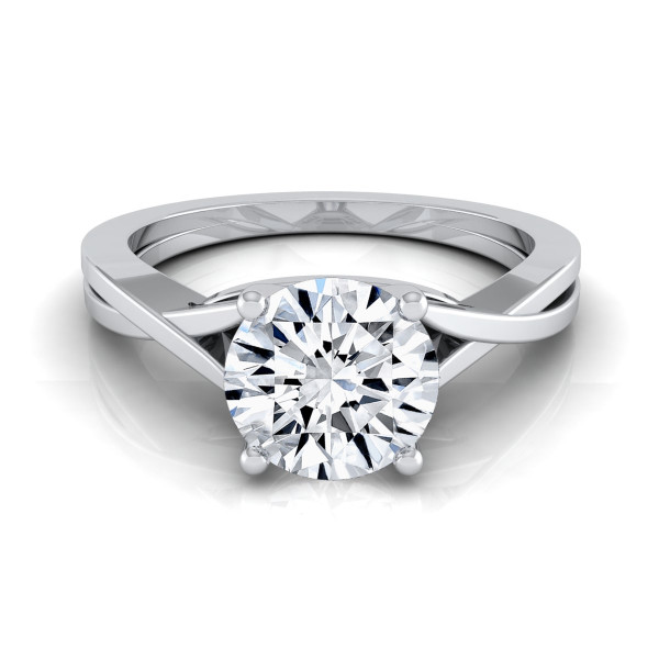 IGI-certified White Gold 1ct TDW Round Diamond Solitaire Engagement Ring by Yaffie, with a Stunning Cathedral Setting.