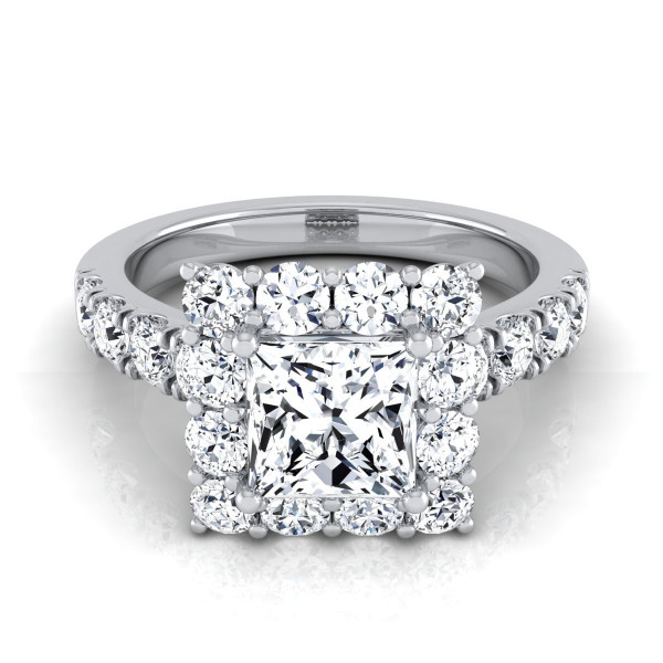 2.1ct TDW Princess-cut Diamond Halo Engagement Ring in White Gold by Yaffie, IGI Certified