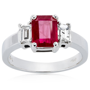 Ruby and Diamond Stunner: Yaffie High-Polished White Gold Ring