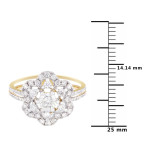 Golden Yaffie Flower Ring with 1.1ct TDW Diamond