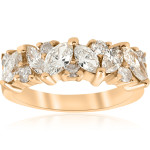 Yaffie Gold Marquise Diamond Anniversary Ring - 1.5 ct TDW