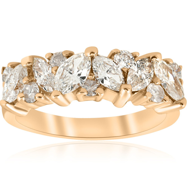 Yaffie Gold Marquise Diamond Ring, 1 1/2 ct TDW - Perfect for Wedding Anniversary!