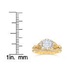 Vintage Wedding Set with Clarity Enhanced 1 1/2ct TDW Diamond Halo by Yaffie Gold