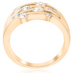 Fashionable Yaffie Gold Ring with Multilayer Rows of Dazzling 1 ct TDW Diamonds for the Right Hand