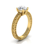 Sparkling Yaffie Gold Solitaire Engagement Ring with Exquisite Scroll Design and Delicate 1/2ct White Diamond