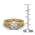 Sparkling Yaffie Gold Solitaire Engagement Ring with Exquisite Scroll Design and Delicate 1/2ct White Diamond