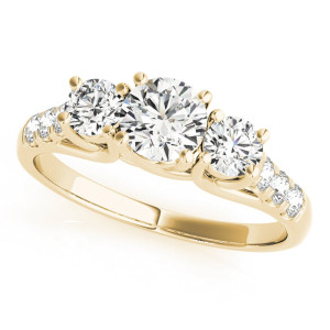 White Diamond Three-Stone Engagement Ring by Yaffie Gold: Radiant 1/2ct TDW Sparkles