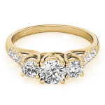 White Diamond Three-Stone Engagement Ring by Yaffie Gold: Radiant 1/2ct TDW Sparkles