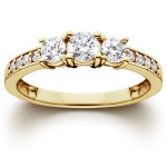 Sparkling Yaffie Gold 1ct TDW Three-Stone Diamond Engagement Ring
