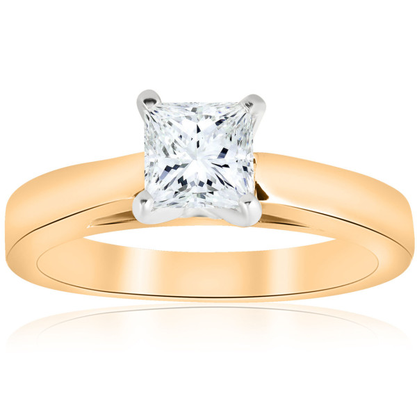 Cathedral Princess Cut Solitaire Diamond Ring - Yaffie Gold