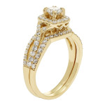 Bride Stunning Yaffie Gold White Diamond Set with 1 Carat Total Weight