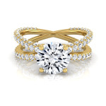 Engage with Elegance: Yaffie Gold Round Diamond Crossover Ring (2.25ct)