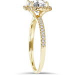 Yaffie Gold Diamond Halo Engagement Ring with 2 ct TDW and Clarity Enhancement